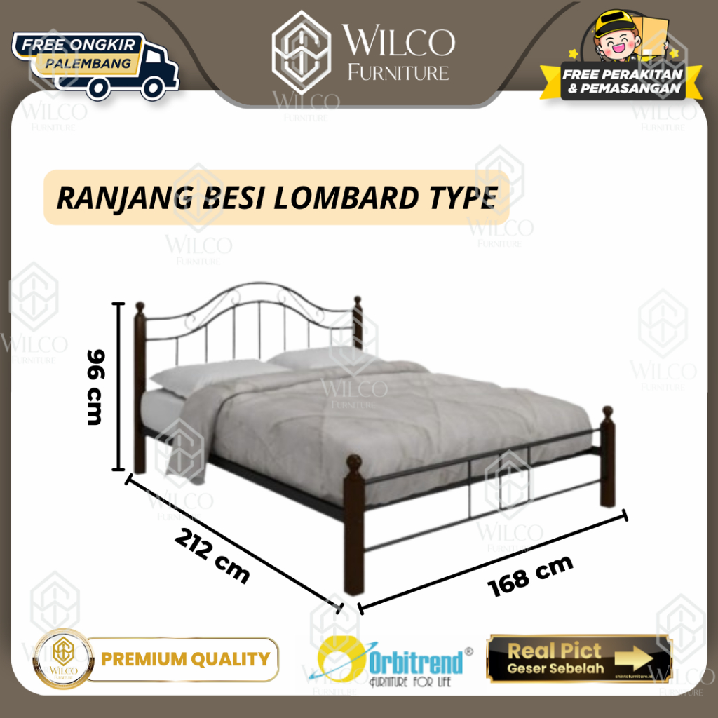 Ranjang Besi Divan Besi Tempat TIdur Besi Lombard Orbitrend 160 x 200