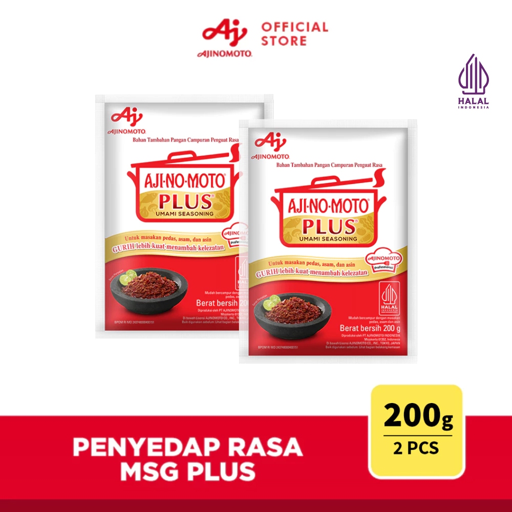 AJI-NO-MOTO® PLUS® Penyedap Rasa MSG Lebih Kuat 200g (2 pcs)