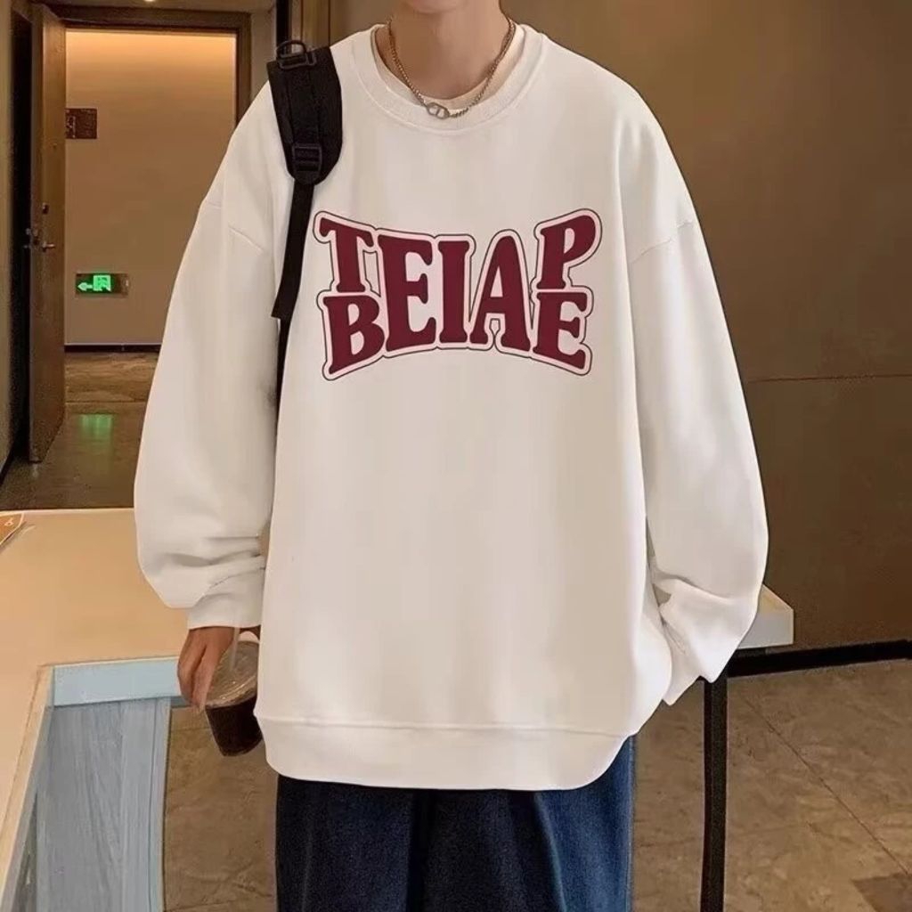 Lestary Clothing Store Sweatshirt Pria Oversize Putih Hitam Coksu Krem Beige Sweater Big size S-6XL 