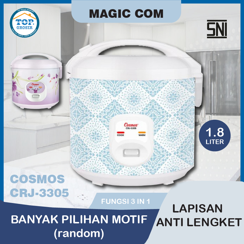 MAGIC COM / RICE COOKER COSMOS CRJ-3305 / CRJ 3305 1.8 LITER BERGARANSI MOTIF RANDOM