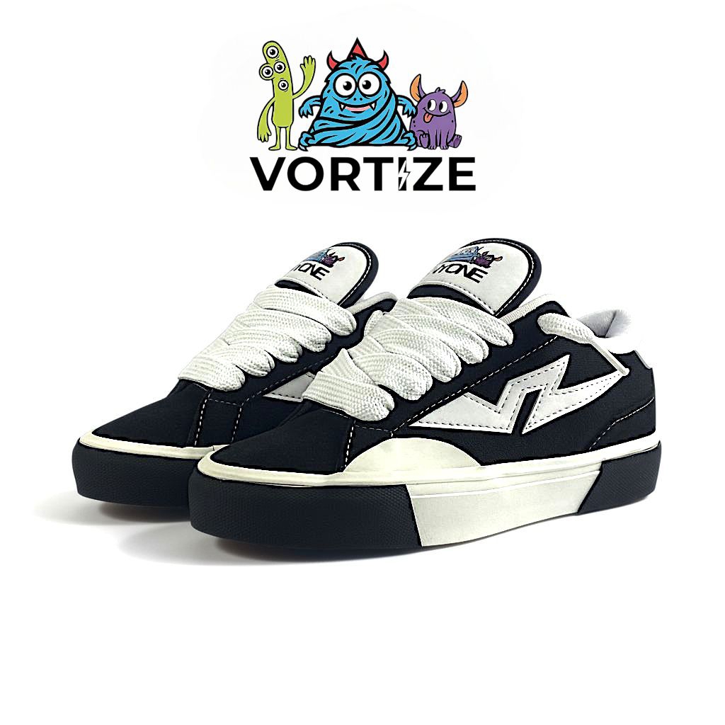VORTIZE SKATE BLACK HOLE - sepatu sneakers unisex pria/wanita gemuk fat shoes original