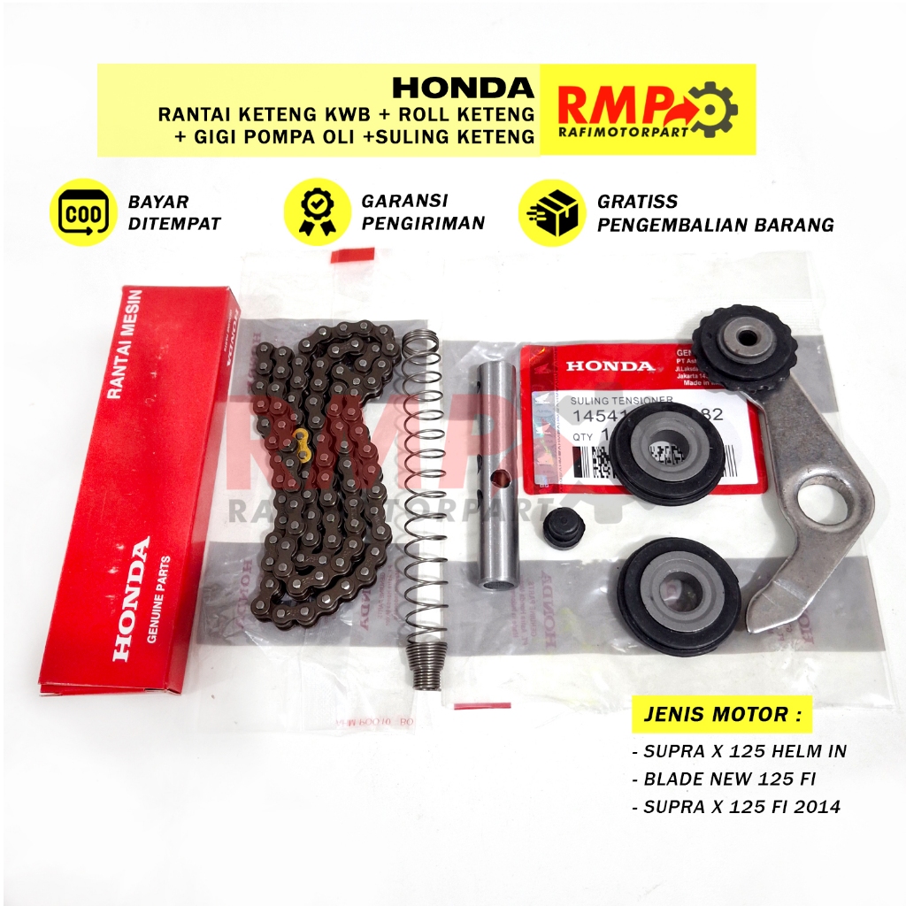 PAKET RANTAI KETENG SET KYZ + ROLL 2 PLAT TENSIONER SULING KETENG SUPRA X 125 HELM IN BLADE NEW 125 