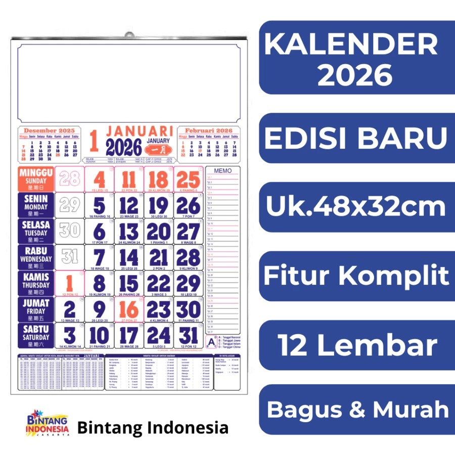 PROMO KALENDER DINDING 2026 / KALENDER CHINA MURAH