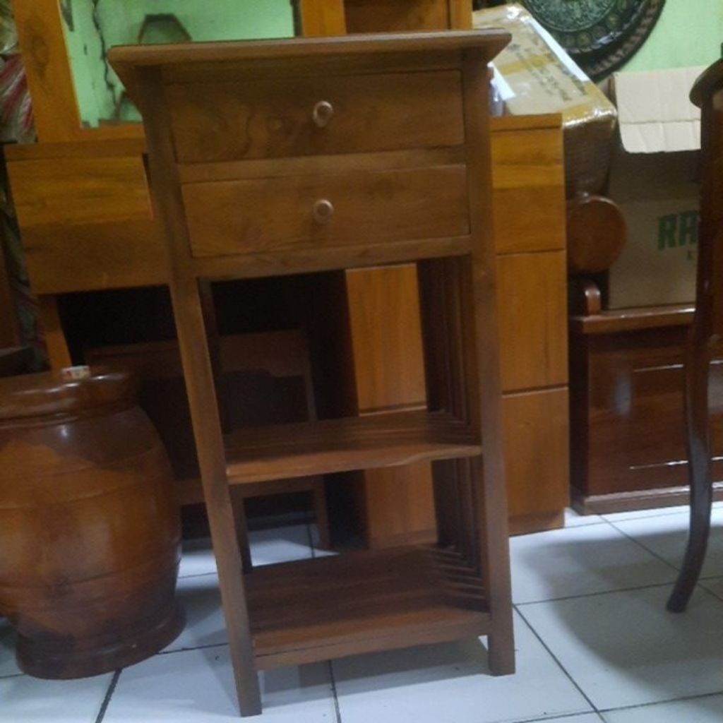 meja dispenser kayu jati-meja pojok dispenser-FREE peti kayu