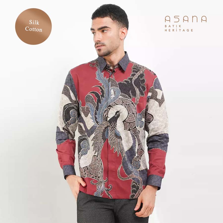 Kemeja Asana Batik Lengan Panjang Shankara - Merah