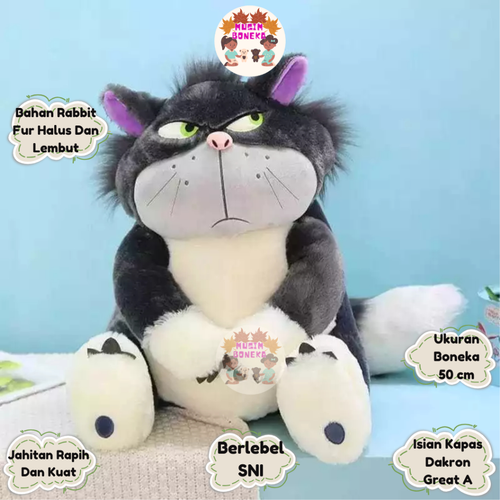 Boneka Kucing Lucifer Plush Toy Kawaii Animal Japan Figaro Cat Kids ukuran 50cm