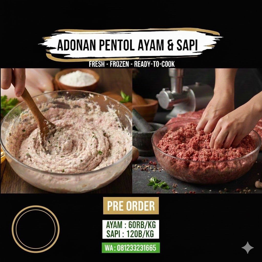 adonan pentol mentah sapi dan ayam