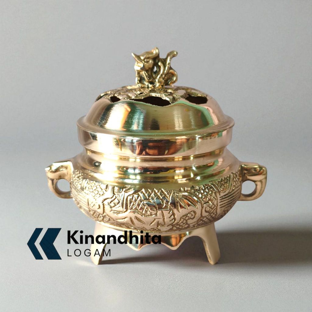 Tempat Dupa Bokor Ukir Kuningan Ukuran Kecil Dupa KC