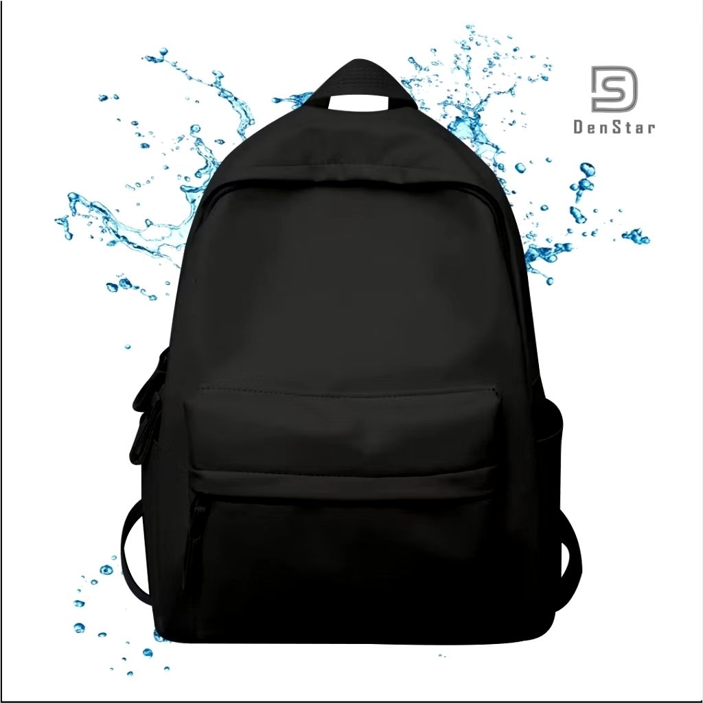 Tas ransel sekolah pria wNita dewasa bagpack premium berkualitas bahan canvas hitam.