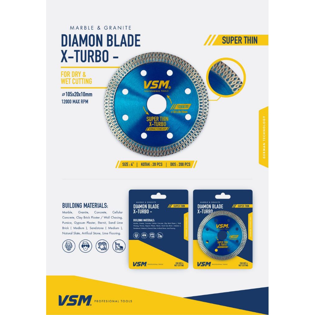 Diamond wheel X-Turbo VSM/mata potong kramik Granit 4 inch
