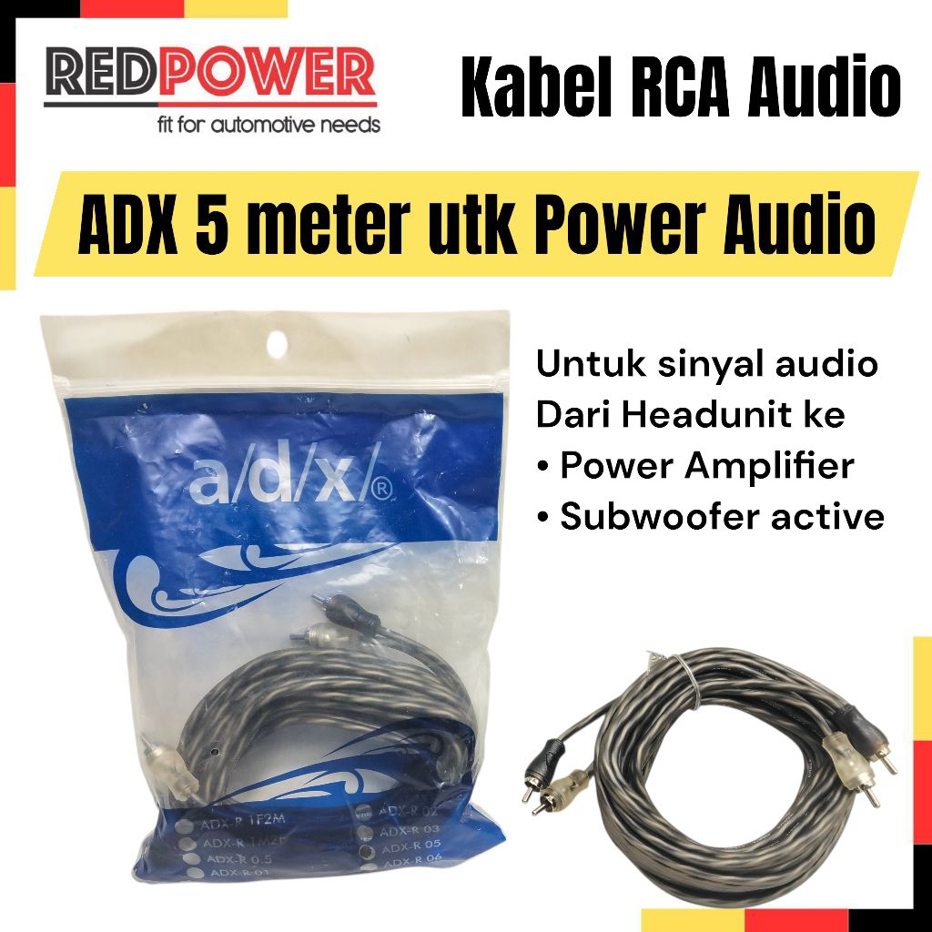 ADX kabel RCA power amplifier audio mobil 5 meter 5meter 5mtr 5 mtr meter