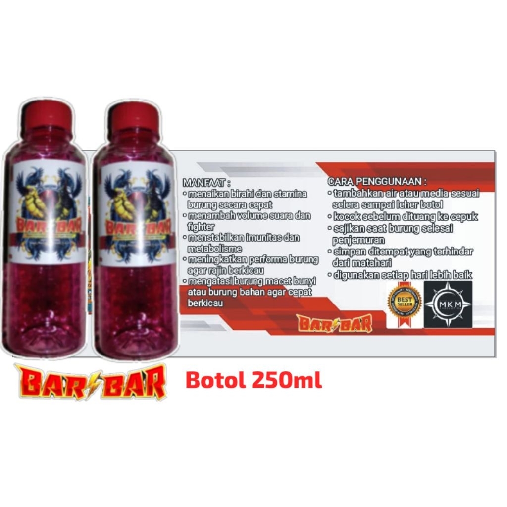 BarBar Doping dosis tinggi untuk sogon,pleci, konin,kenari,c.ijo trucuk dll (botol 250ml)