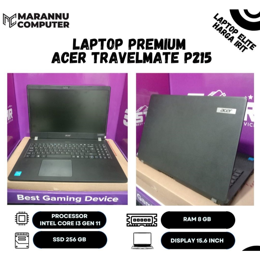 LAPTOP ACER TRAVELMATE P215 CORE I3 GEN-11, RAM 8 GB, SSD 256 GB, 15.6" SECOND