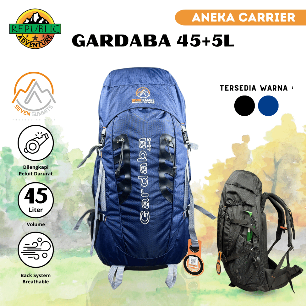 Semi Carrier Seven Summits Gardaba 45+5L Tas Hiking Gunung Travel Backpack Ransel Travelling