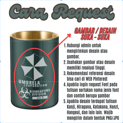 Asbak Stainless tinggi Premium bebas custom nama atau logo