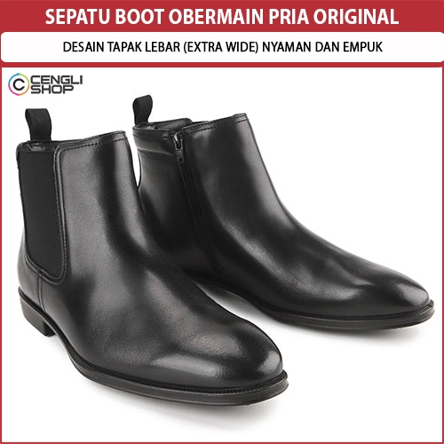 SEPATU BOOT OBERMAIN PRIA ORIGINAL FORMAL KERJA KANTOR BRANDED DESAIN TAPAK LEBAR EXTRA WIDE NYAMAN 