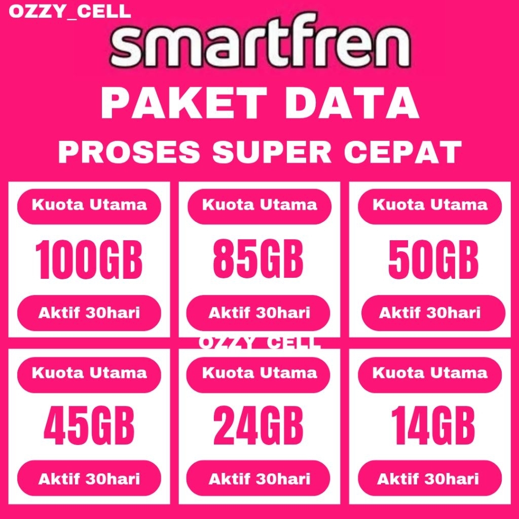 PROMO TERMURAH ISI ULANG KUOTA SMARTFREN UNLIMITED PAKET DATA KUOTA VOUCHER INJECT NONSTOP OZZY CELL