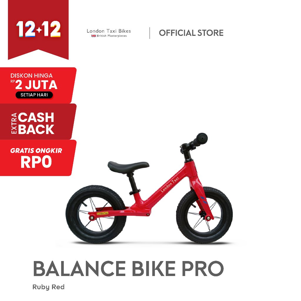 Sepeda Anak London Taxi Balance Bike PRO - Ruby