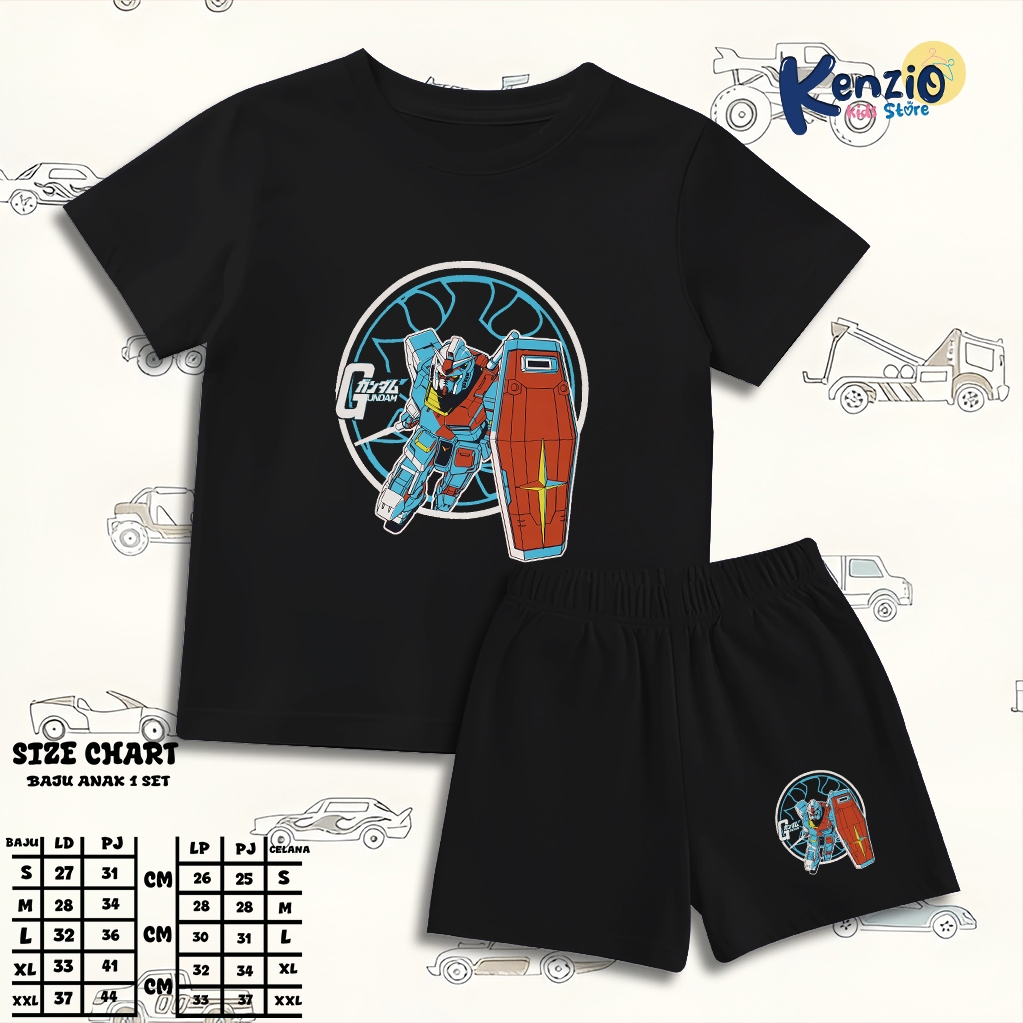 Baju Setelan Robot Gundam Anak Laki Laki - Kaos Distro Karakter Robot Gundam