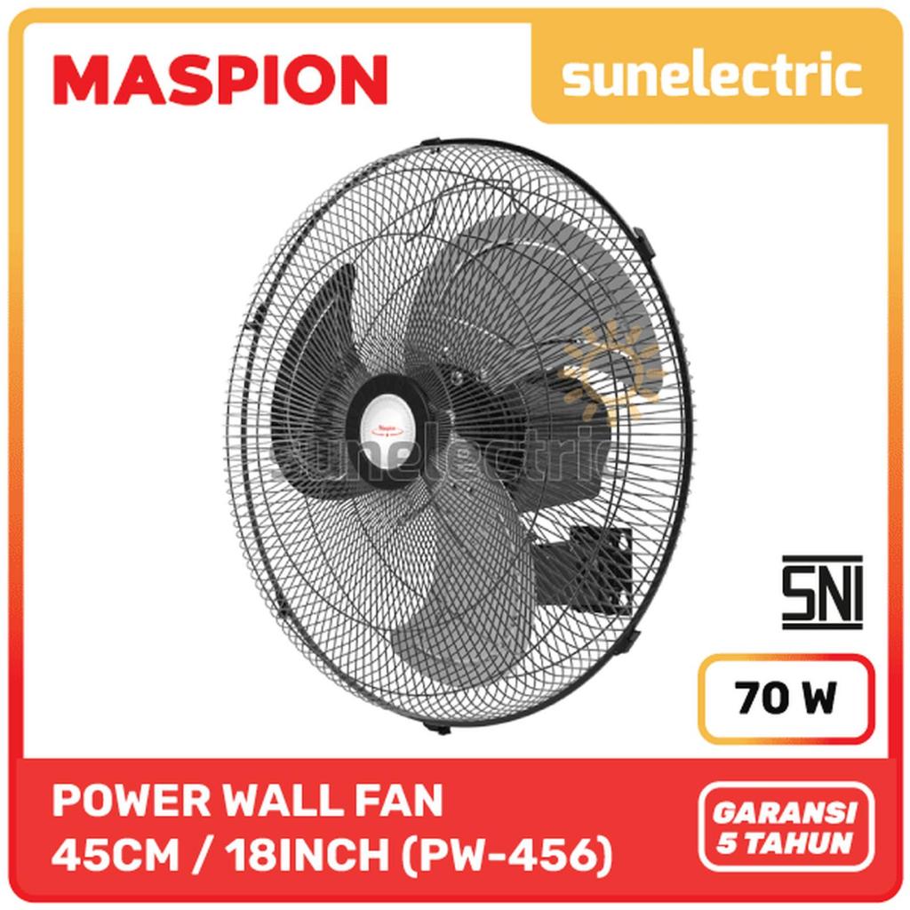 Maspion MSP PW-456 Power Fan Kipas Angin Dinding 18 inch / 18" / 45 cm PW 456 / PW456 - Hitam