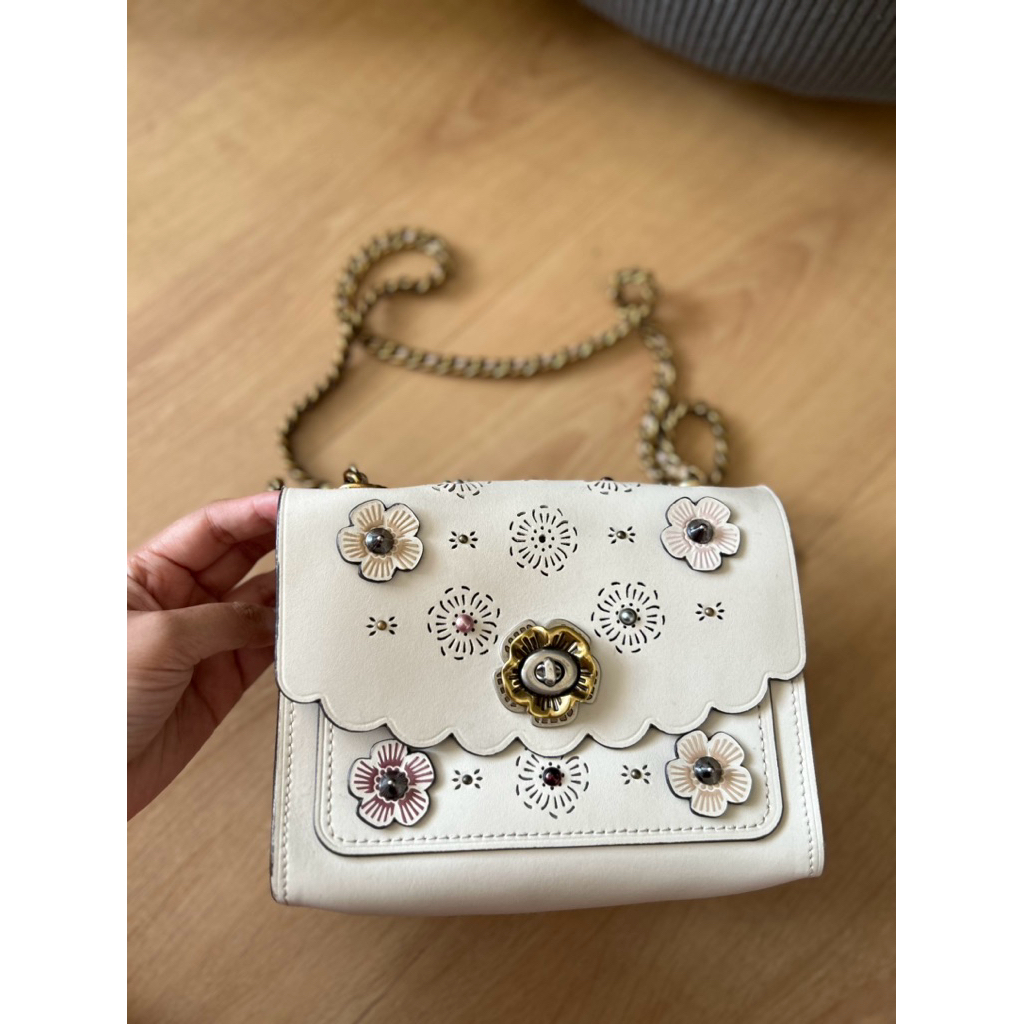 RARE Preloved Coach Parker sling bag with Cut Out Tea Rose