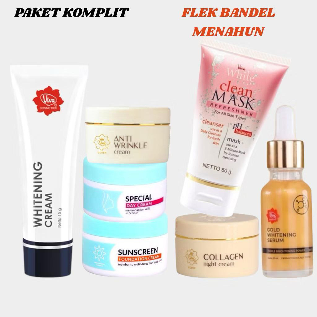 VIVA Paket Komplit Untuk Glowing dan Flek 6in1 dan 7in1 - Anti Aging - Jerawat - Kulit Kering - Kuli
