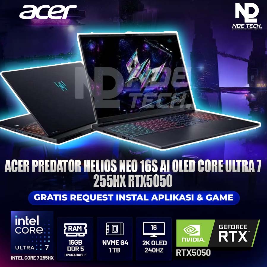 ACER PREDATOR HELIOS NEO 16S AI OLED CORE ULTRA 7 255HX RTX5050