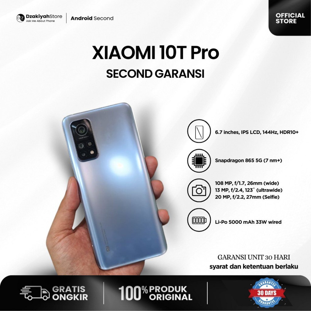 XIAOMI 10T PRO SECOND HP+BOX GARANSI