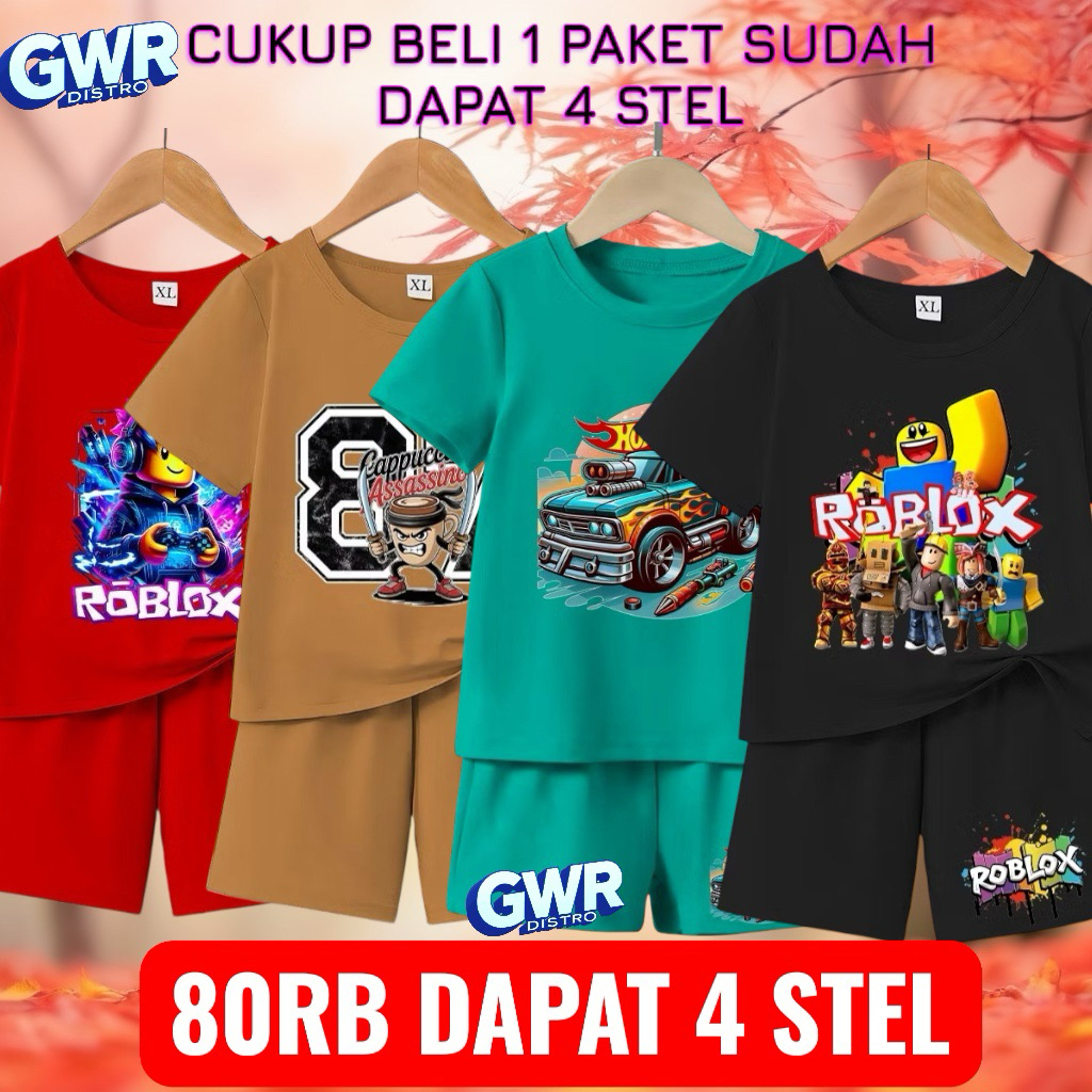 Stelan Anak Laki-Laki 75Rb Dapat 4 Stel Kaos Anak Usia 2thn Sampai 12thn Anak Laki-Laki Dan Perempua