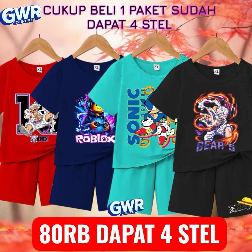 PROMO Stelan Anak Laki-Laki 75Rb Dapat 4 Stel Kaos Anak Usia 2thn Sampai 12thn Anak Laki-Laki Dan Pe
