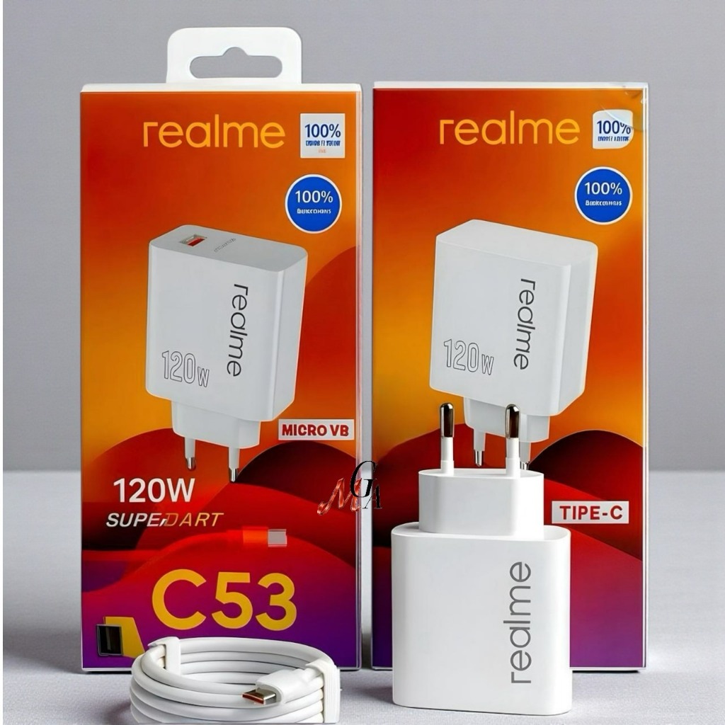 MGA - Charger Ori 100% Realme C53 5G 120W Support FastCharging super Vooc kompatible semua hp smartp