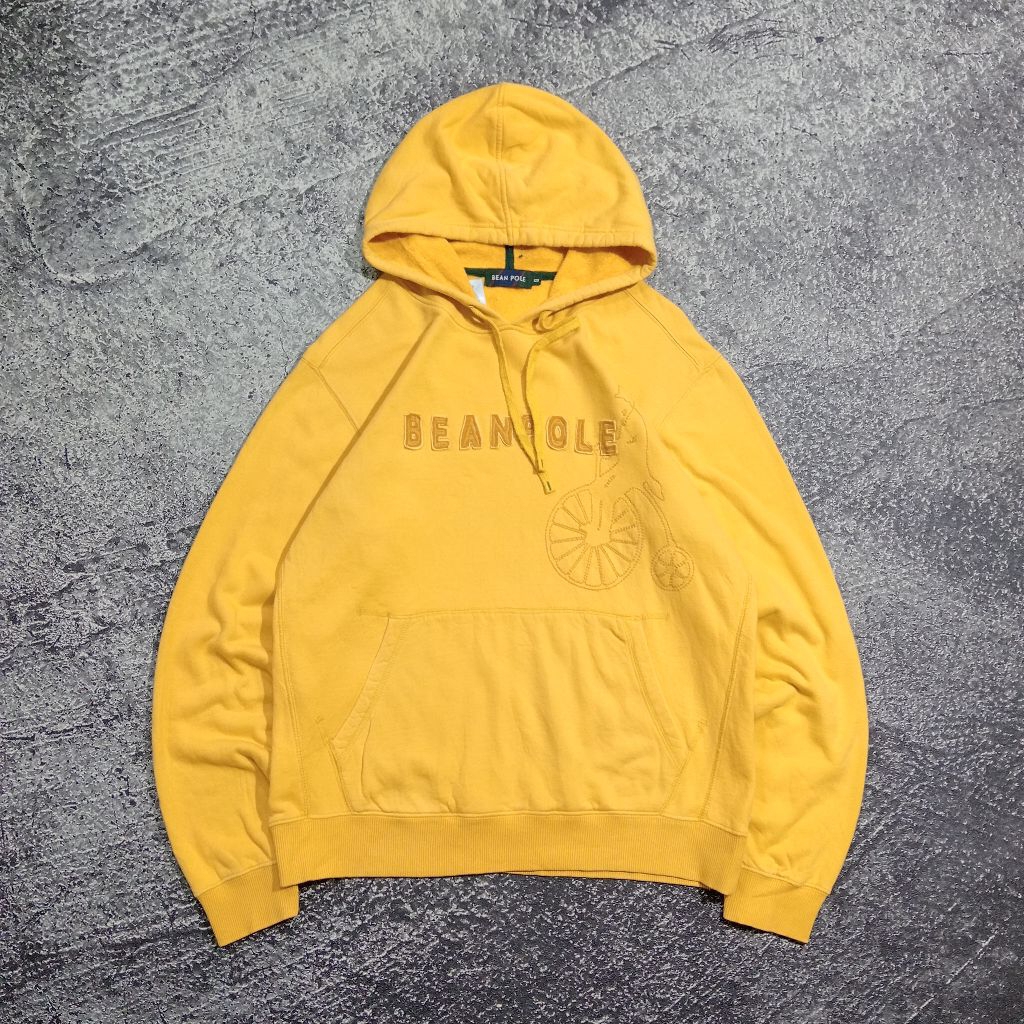 jaket Hoodie BEAN POLE kuning logo bordir jaket casual murah size L