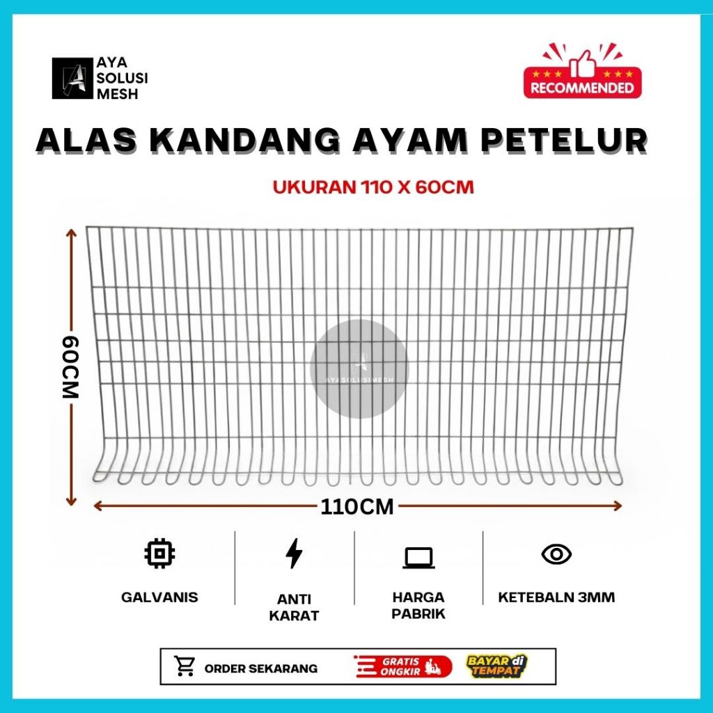 Alas Kandang Ayam Petelur Galvanis Panjang 110cm | Anti Karat Galvanis 3mm