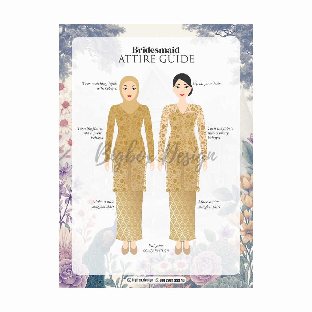 (Design by Request) Kartu Bridesmaid / Attire Guide