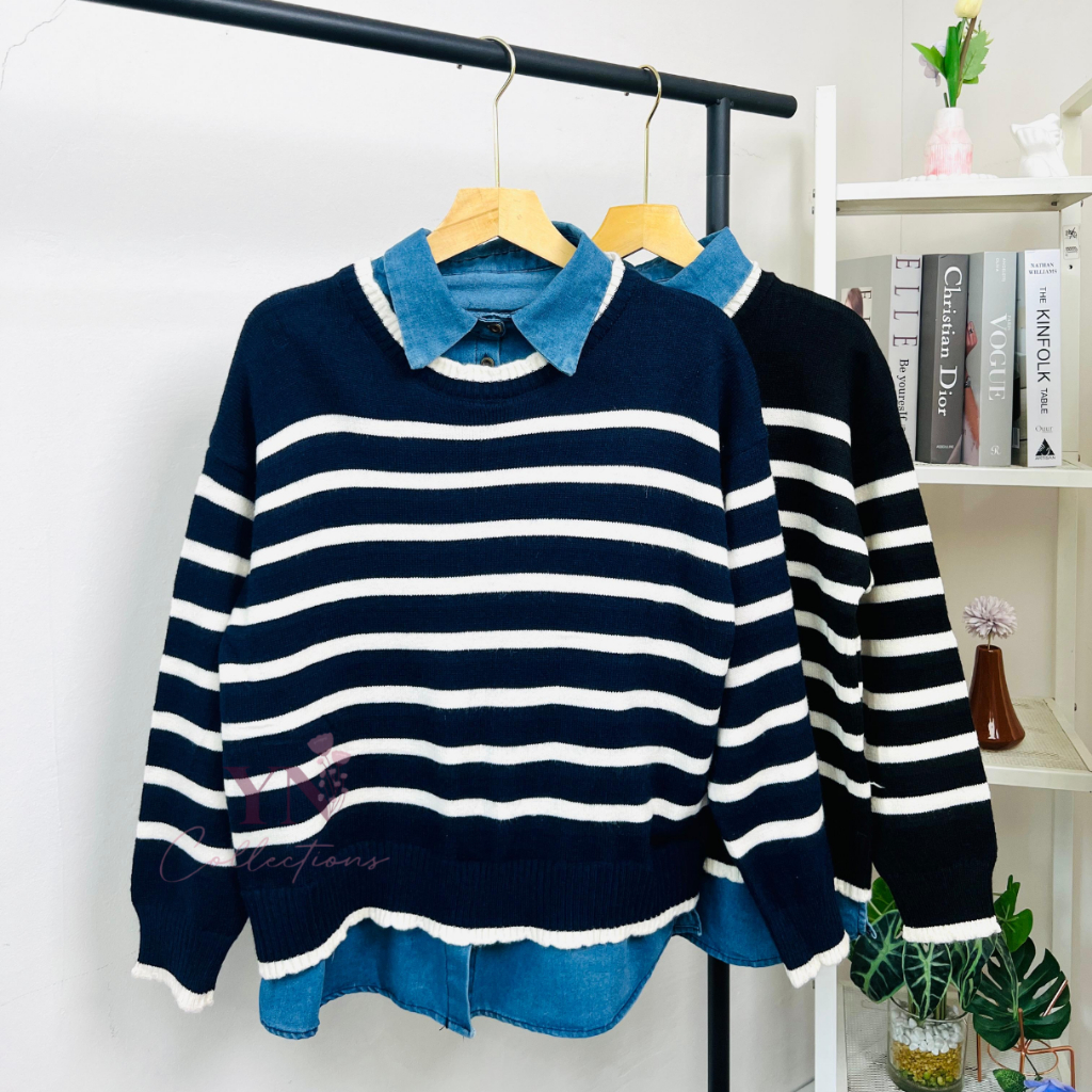 YN - Kemeja Denim vest Rajut Premium