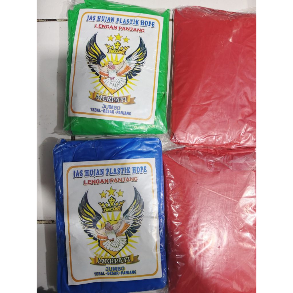 Jas Hujan Polkadot/Polos Plastik Ponco lengan Jumbo