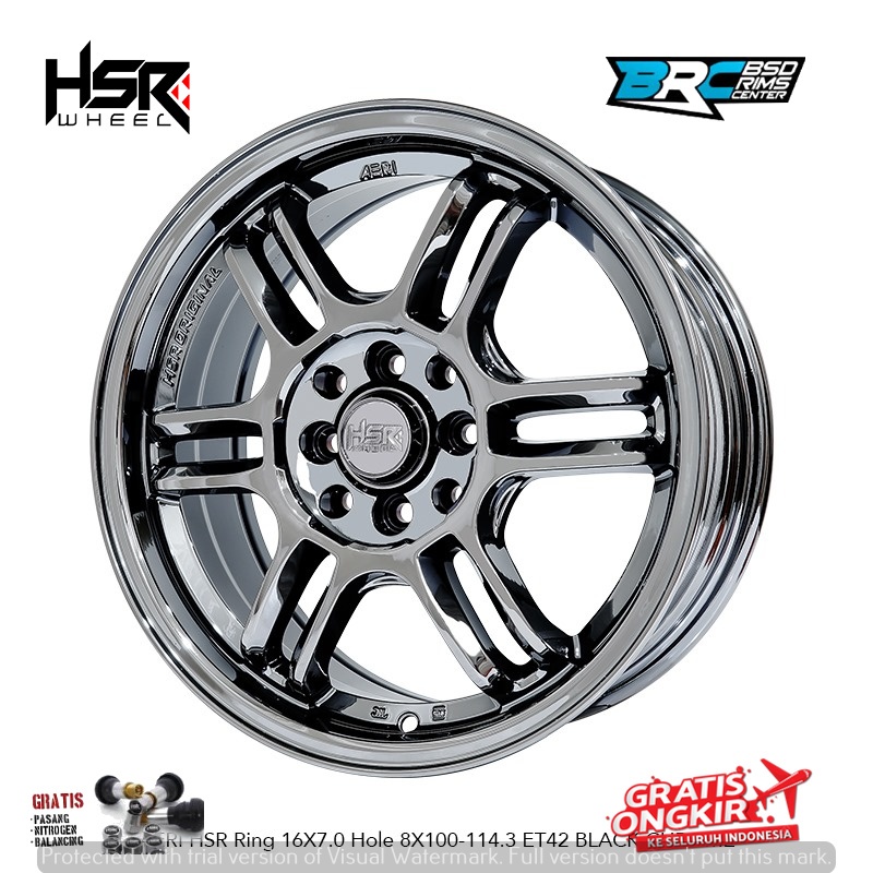 Velg Mobil HSR AERI R16 Black Chrome Sporty
