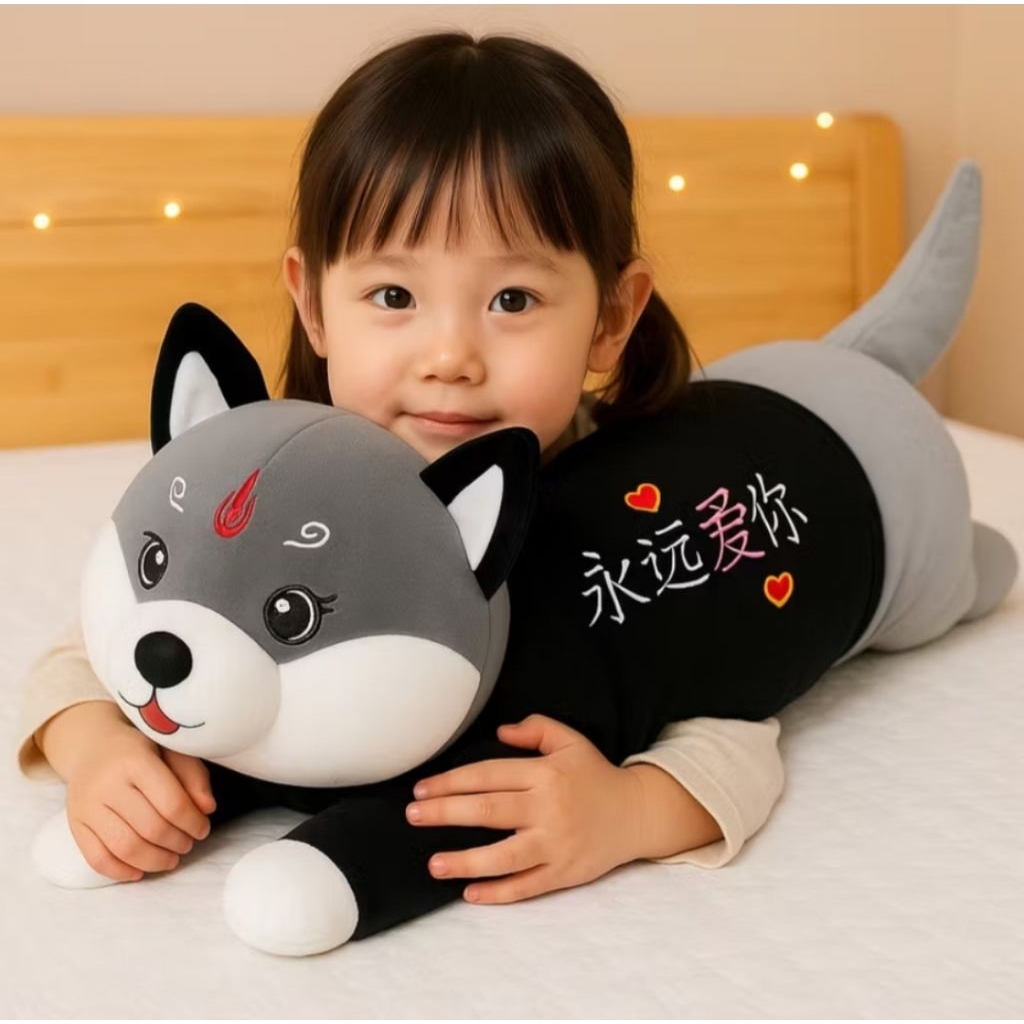 Boneka Guling lying Dog 50 Cm Boneka Empuk Lembut Lucu Mainan Anak Kado Hadiah Ulang tahun