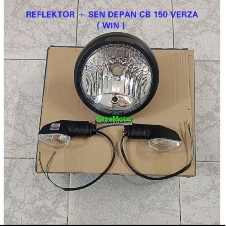 REFLEKTOR LAMPU DEPAN + LAMPU SEN CB 150 VERZA ( MERK WIN )