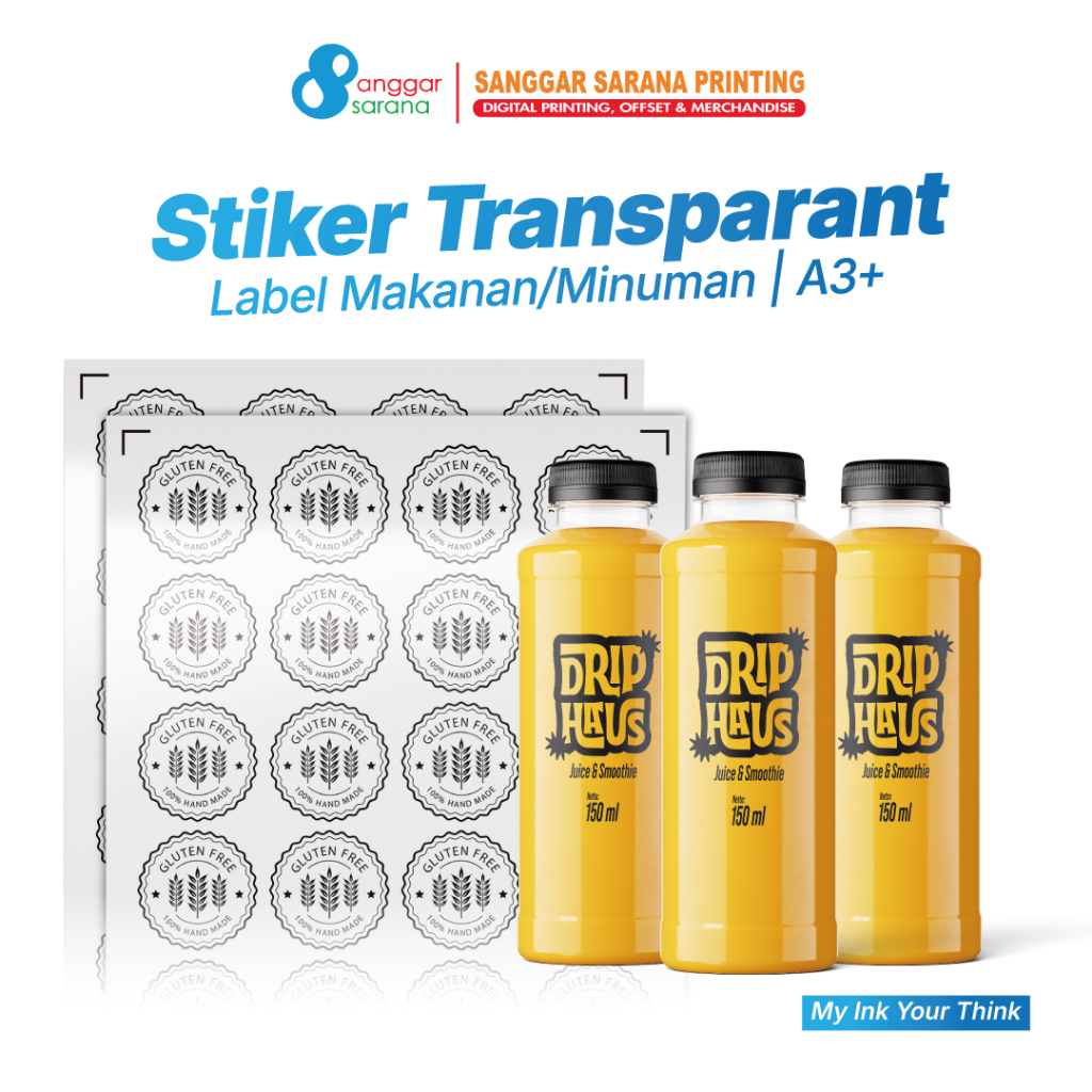 Stiker Label Transparant Custom Label Cup Kemasan Minuman
