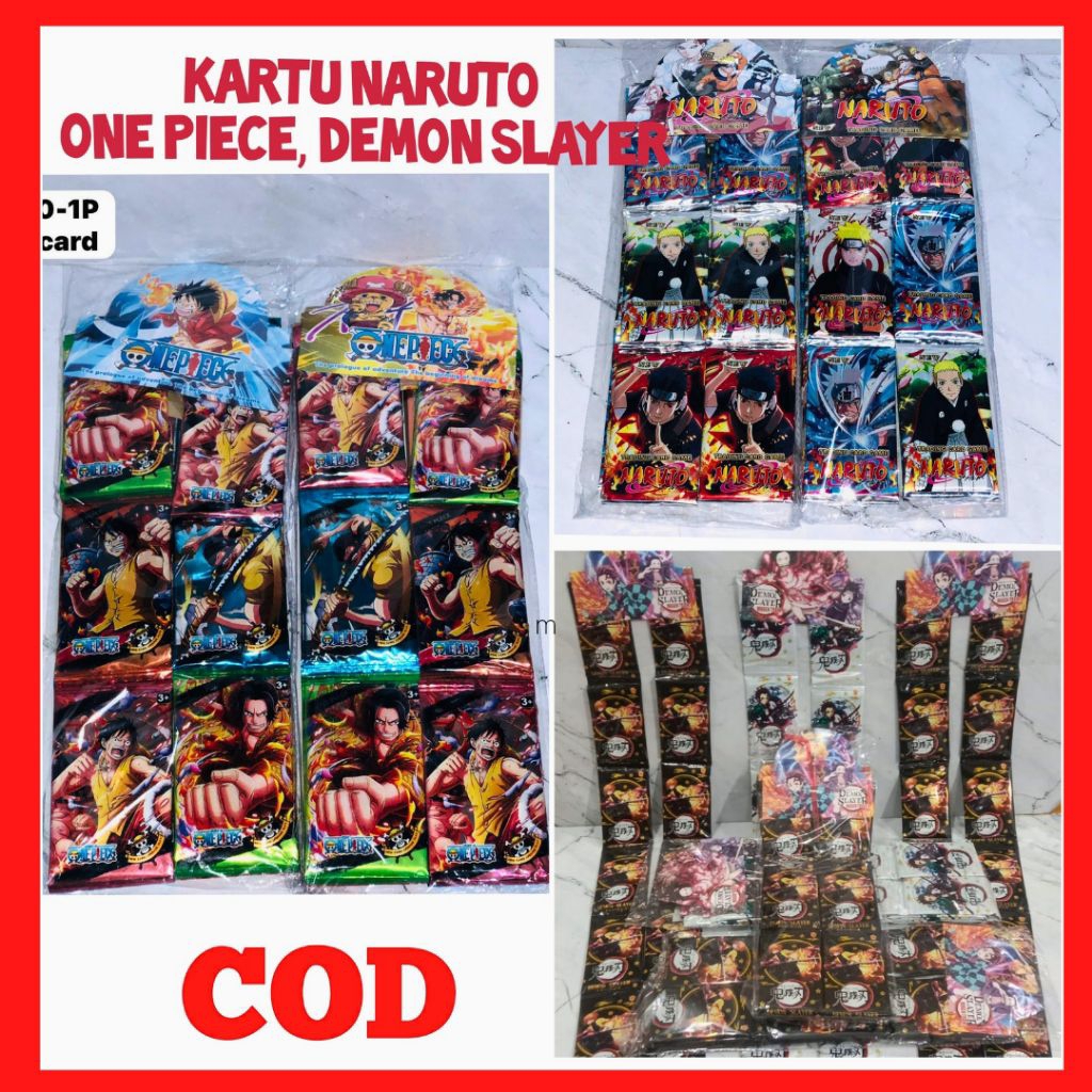 KARTU ONE PIECE NARUTO DEMONSLAYER RENTENGAN 12SACHET / 96pcs KARTU TRADING CARD MAINAN ANAK FOIL CA