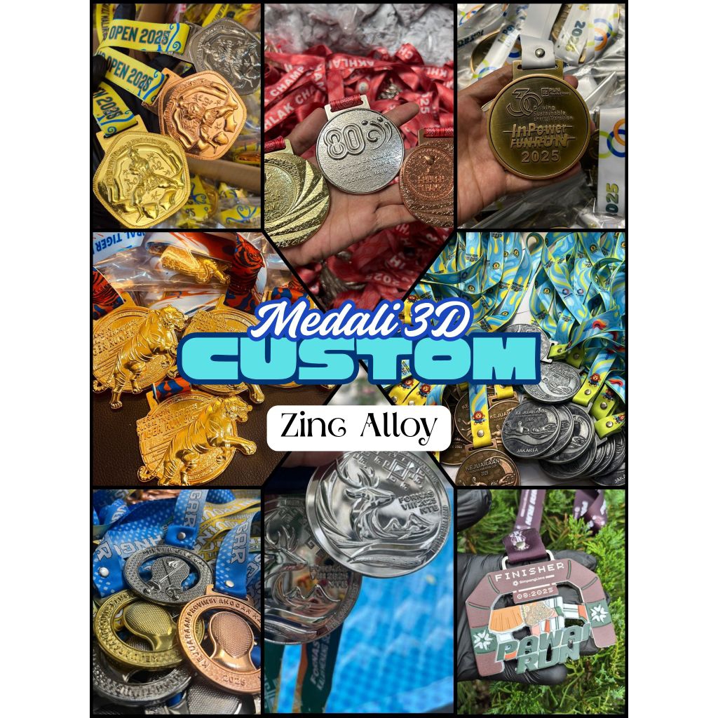 PEMBUAT MEDALI CUSTOM LOGAM 3D ZINC ALLOY, MEDALI RUNNING-FUTSAL-PORNAS, PORDA, WISUDA, SWIMMING, EM