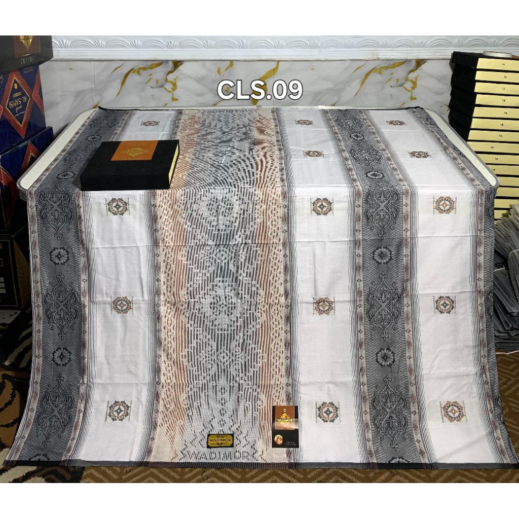 sarung wadimor clasic putih/hitam songket motif terbaru