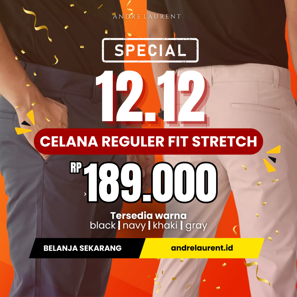 ANDRE LAURENT Celana Panjang Pria Formal Regular-FIT HighTwist|Abu Tua-Navy-Khaki-Hitam (796)