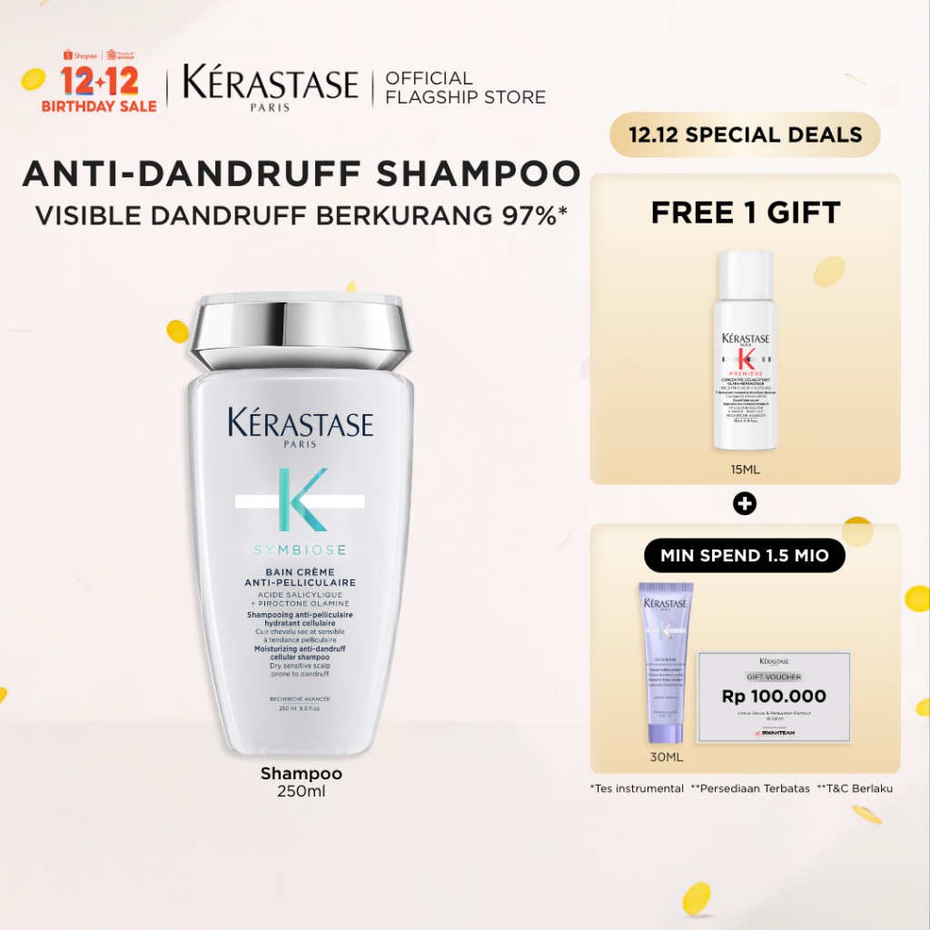 Kerastase Bain Creme Symbiose 250ml Anti Dandruff Shampoo (Dry Dandruff) - Shampoo Anti Ketombe (Ker