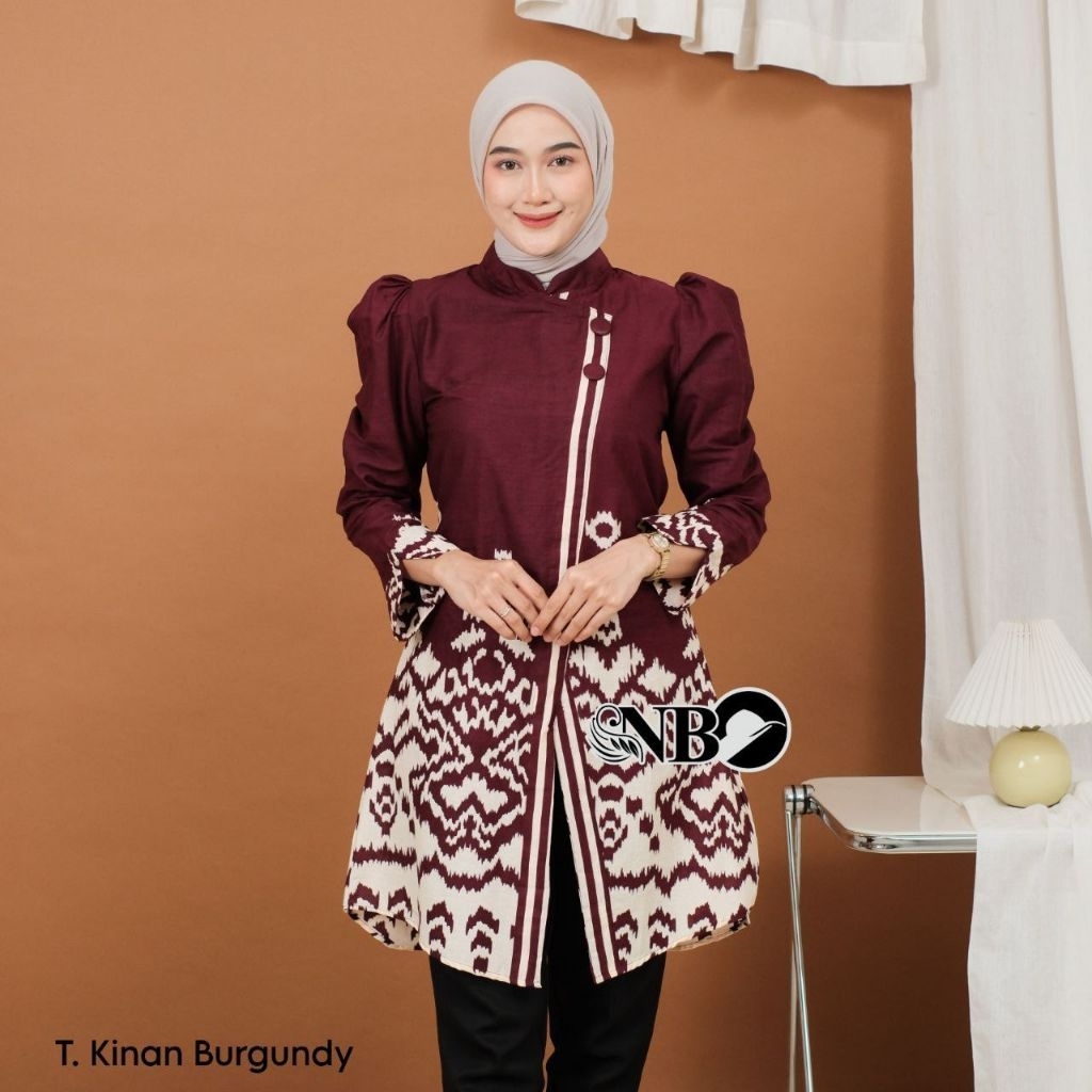 LAKUNA BATIK Tunik batik wanita anjani lengan panjang batik janggan Katun dress batik wanita kantor 