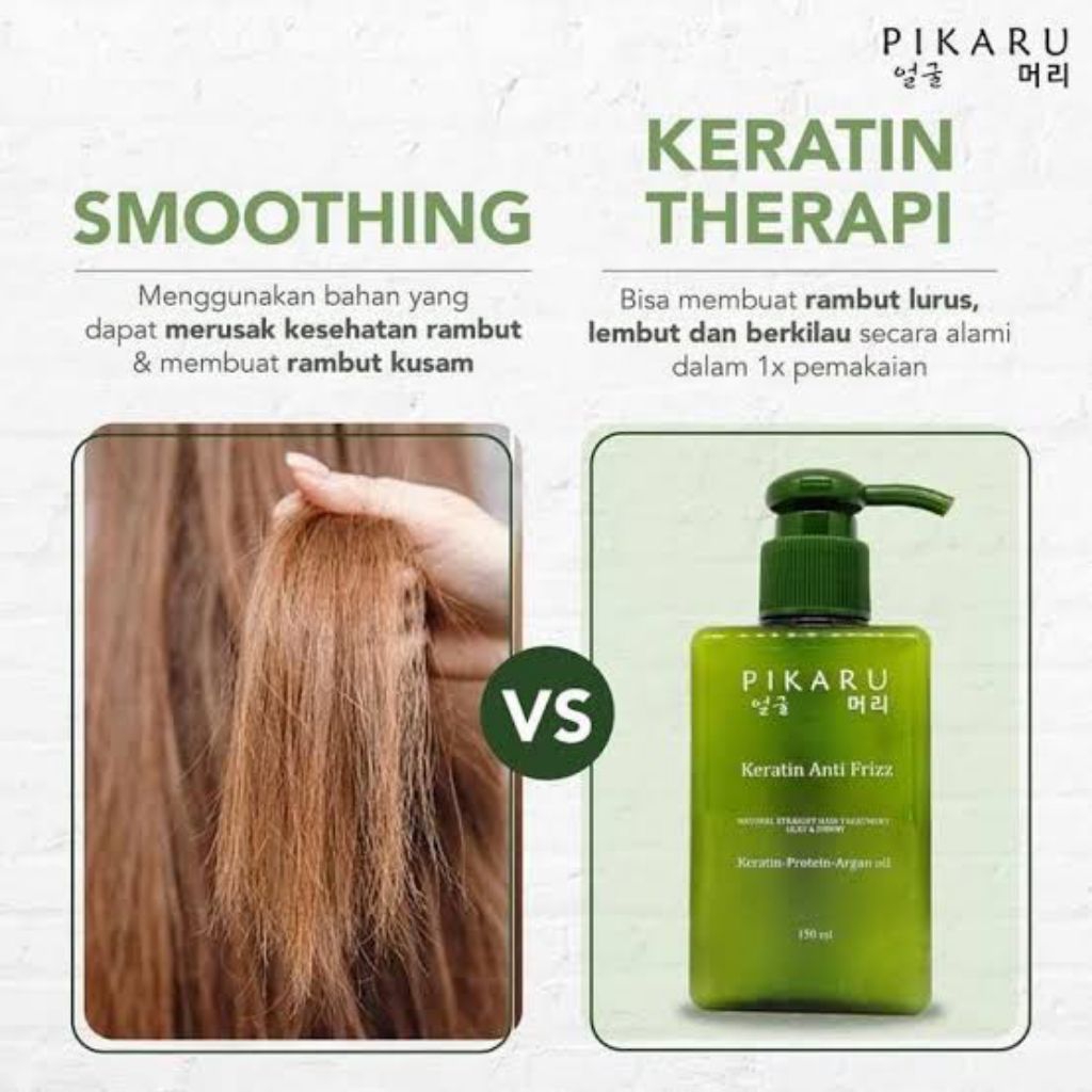 Pikaru Keratin Treatment Rambut Anti Frizz - Perawatan Meluruskan Melembutkan Rambut Pria Wanita - O