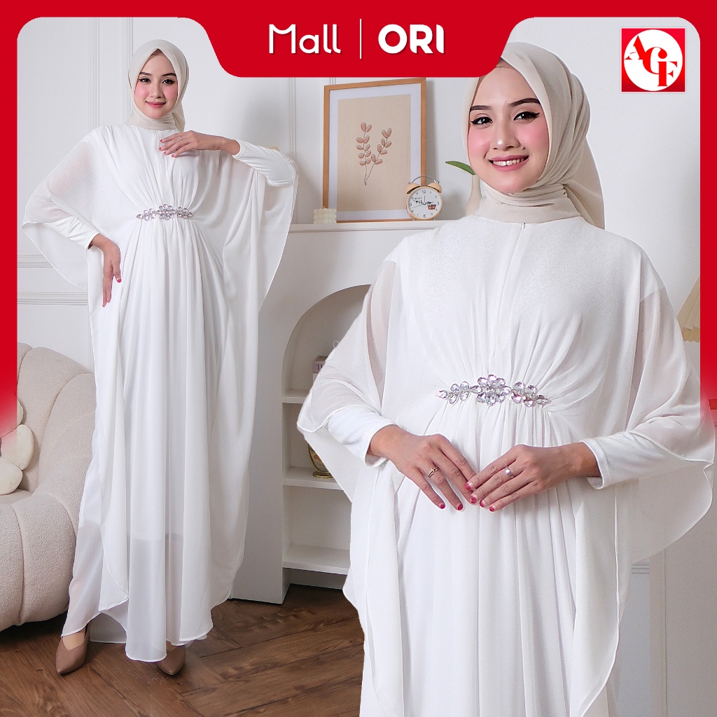 Gamis Putih Kaftan By Agnes Hijab Ceruty Best Seller Kaftan Lebaran 2026 Terbaru Mewah dan Elegan 86