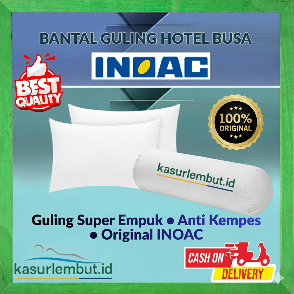 Bantal Guling Hotel INOAC Asli 100% Silicon – Super Empuk, Anti Kempes, Kualitas Premium