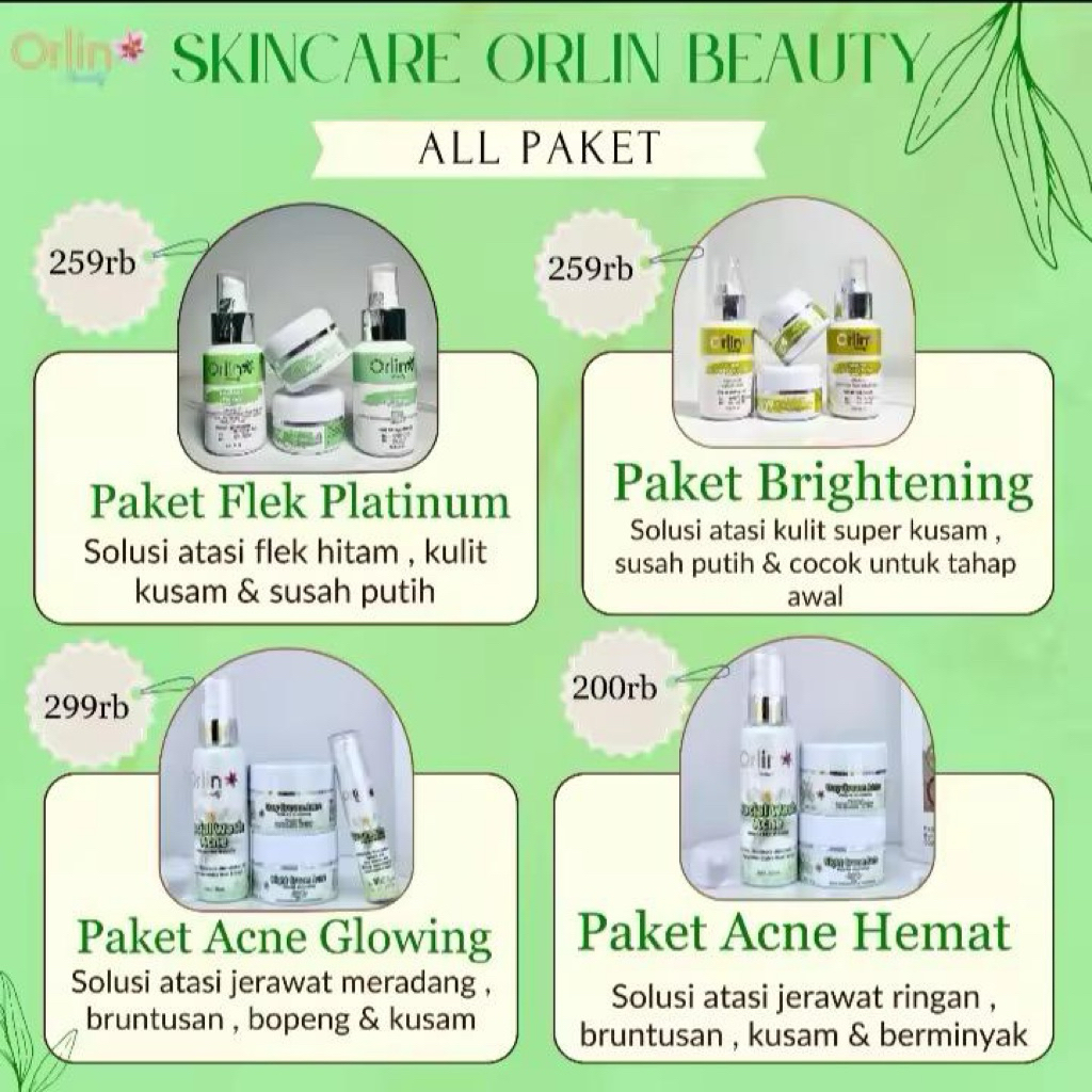 ( GRATIS DOUBLE BONUS ) PAKET SKINCARE ORLIN BEAUTY / ORLIN BEAUTY SKINCARE / ORLIN BEAUTY / ORLIN S